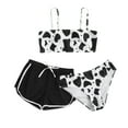 thumbnail image 2 of BJUTIR little big girls fashion swimwear Baby Girl Outfits Summer Cow Print Suspender Swimwear Shorts 3PCS Bikini Swimsuit, 2 of 4