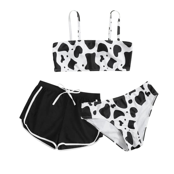 Girl Swimsuits Size 10-12, Girls Swimsuit 3 Piece Uv Protection Bathing Suit Quick Dry Swimsuit Quick-Dry Surfwear Tropical Swimwear