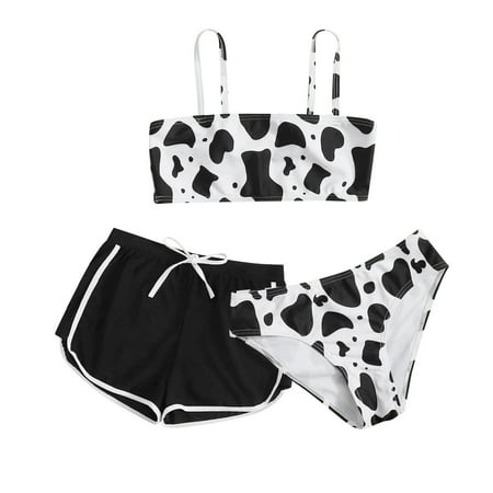 

adviicd Baby Swimsuit Girl Girl s Cute Two Piece Swimsuit V Neck Spaghetti Strap Wireless Bikini Set Black 10 Years