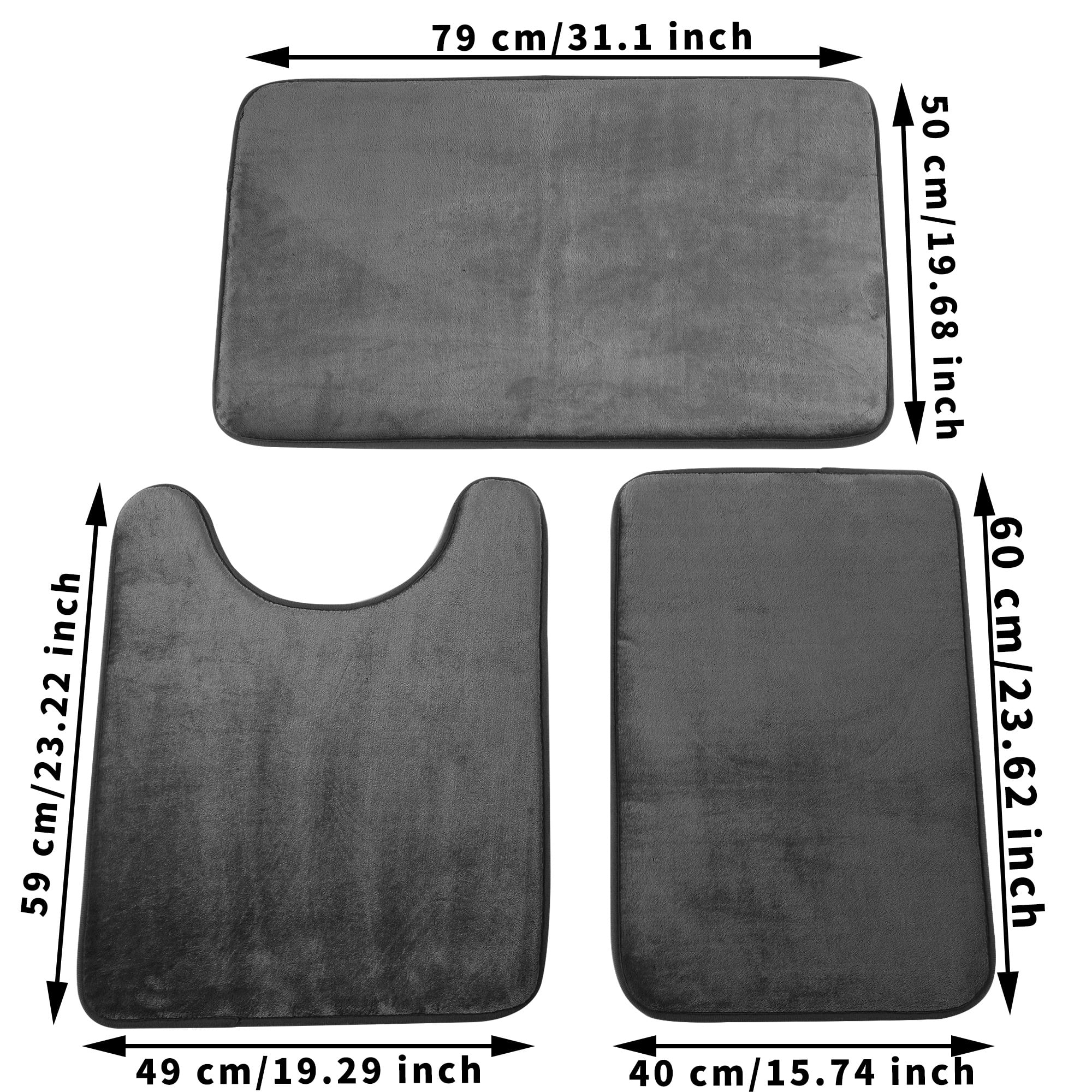YouLoveIt Bath Mat Set, Bathroom Rugs for 3 Pieces Toilet Mats, Soft Comfortable Non-Slip Floor Mats Water Absorbent Bath Rug for Bathroom, Shower, and Tub