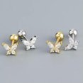 thumbnail image 3 of QQTDFG Sterling Silver Lovely Butterfly CZ Helix Truags Piercing Stud Earrings F0959-Silver, 3 of 9