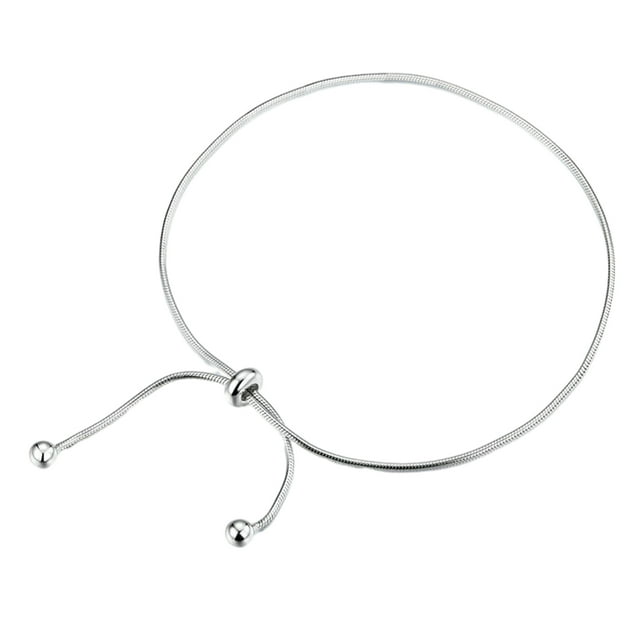 Decodeary Adjustable Sizing Fashionable Foot Bracelet In Sterling Silver Silver 1Set