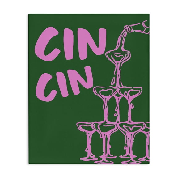 Stupell Industries Art Deco Green & Pink Cin Cin Canvas Art, 16 x 20, by House of Lulu