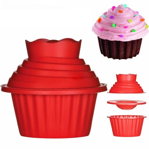7Inch Cupcake Molds, Dishwasher Safe Big Top Silicone Cupcake Molds, Non-Stick Jumbo Caupcake Bake Sets for DIY Bake Tools Giant and Easy Cake Decorating