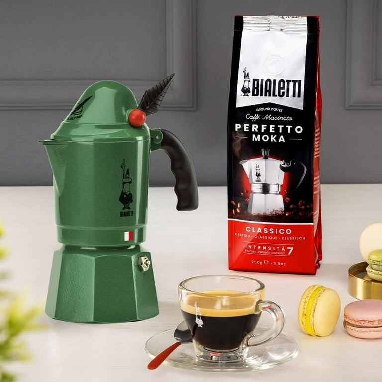 Bialetti Moka Express Alpina, 3-Cup Stovetop Espresso Machine, Green —  Piccolo's Gastronomia Italiana