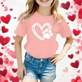 thumbnail image 2 of Gunia Valentines Shirts For Kids Boys Girls Short Sleeve Love Heart Graphic Crew Neck Casual Breathable Soft Valentine'S Day T-Shirt Toddler Tee Tops 3-14 Years Pink, 2 of 4