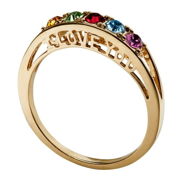 Personalized Planet Women's Birthstone I Love You Family Ring with 2 Free Gifts