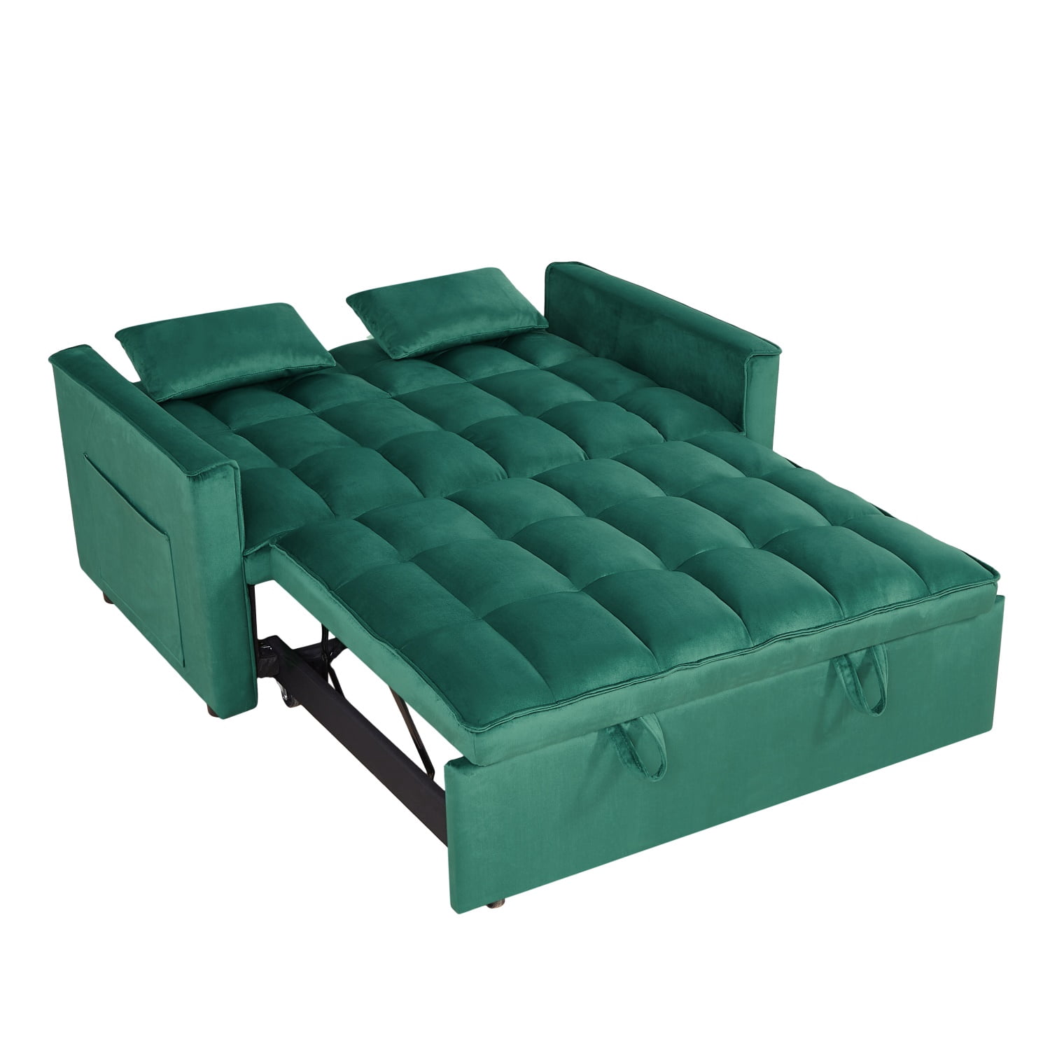 Hommoo 3 in 1 Convertible Pull Out Sofa Bed, Loveseat Sleeper Sofa, Green