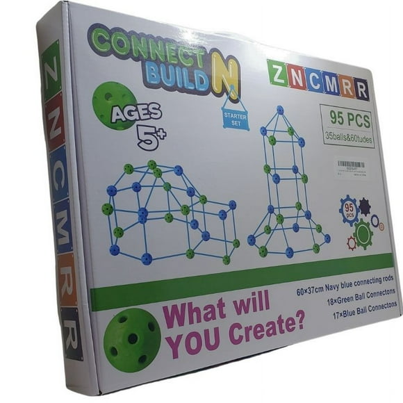 ZNCMRR - CONNECT N BUILD FORT BUILDING KIT 95PCS 35 BALLS AND 60 TUDES