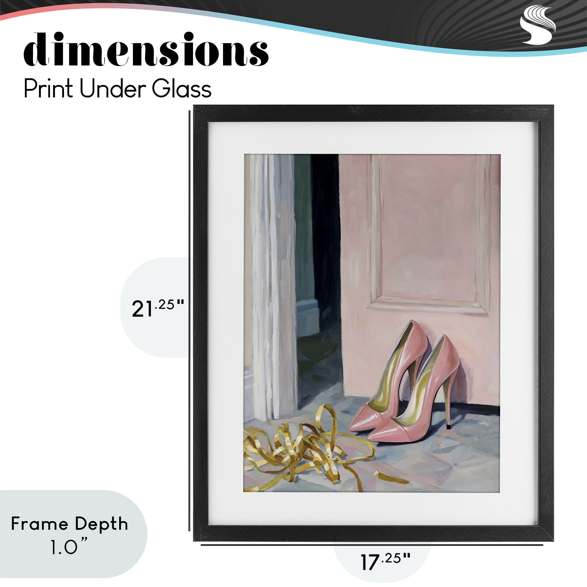 Stupell Industries Pink High Heels & Tinsel Black Framed Print Under Glass, design by The Prints Vibe