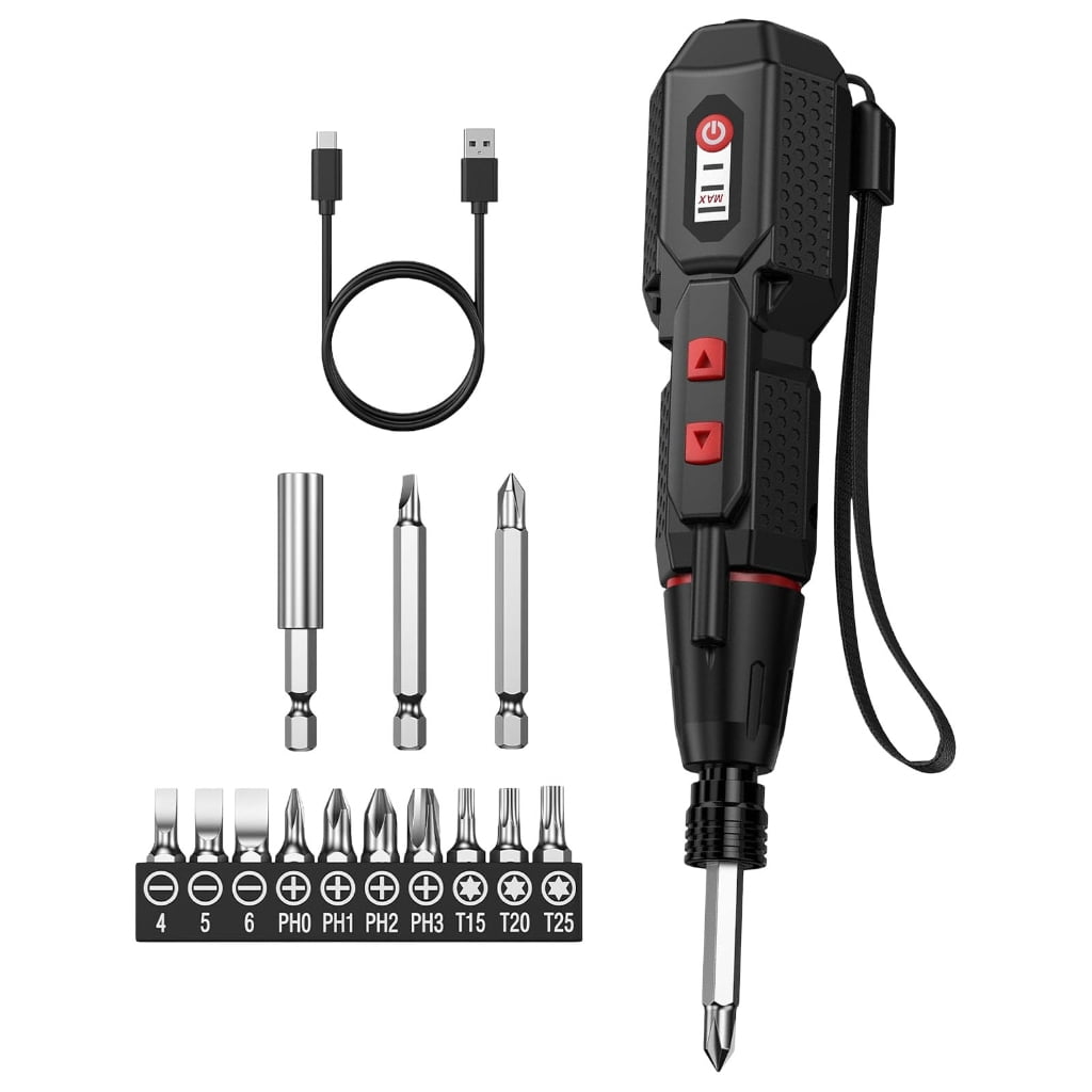 Ergonomic 4.2V Rechargeable Electric Screwdriver Set High Torque Cordless Design With LED Light And Multiple Accessories