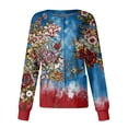thumbnail image 2 of Womens July 4th Scrub Jackets Usa Flag Print Medical Nurse Uniforms Casual Crew Neck Long Sleeve Scrub Shirt, 2 of 5