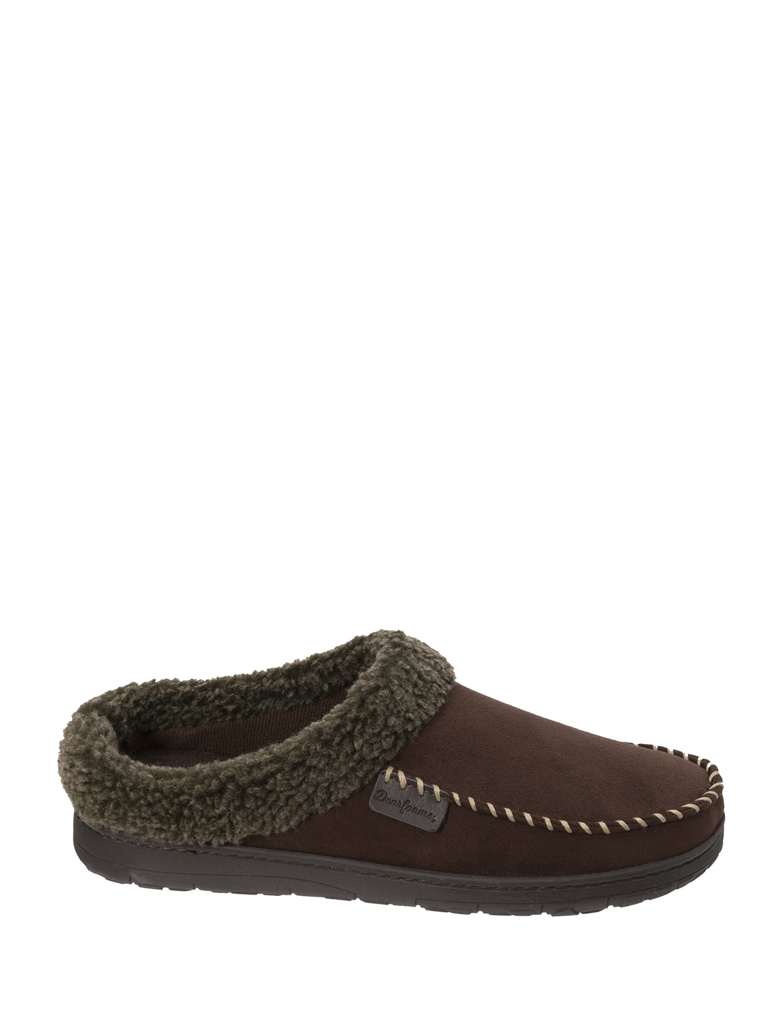 Dearfoams Men's Wide Width Microsuede Moc Toe Clog with Berber Cuff