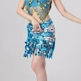thumbnail image 5 of MOJOGO Women's Belly Dance Yoga Class Skirt Hip Scarf Wrap Skirt Music Festival Clothing with Sparkly Sequins Blue Free Size, 5 of 9