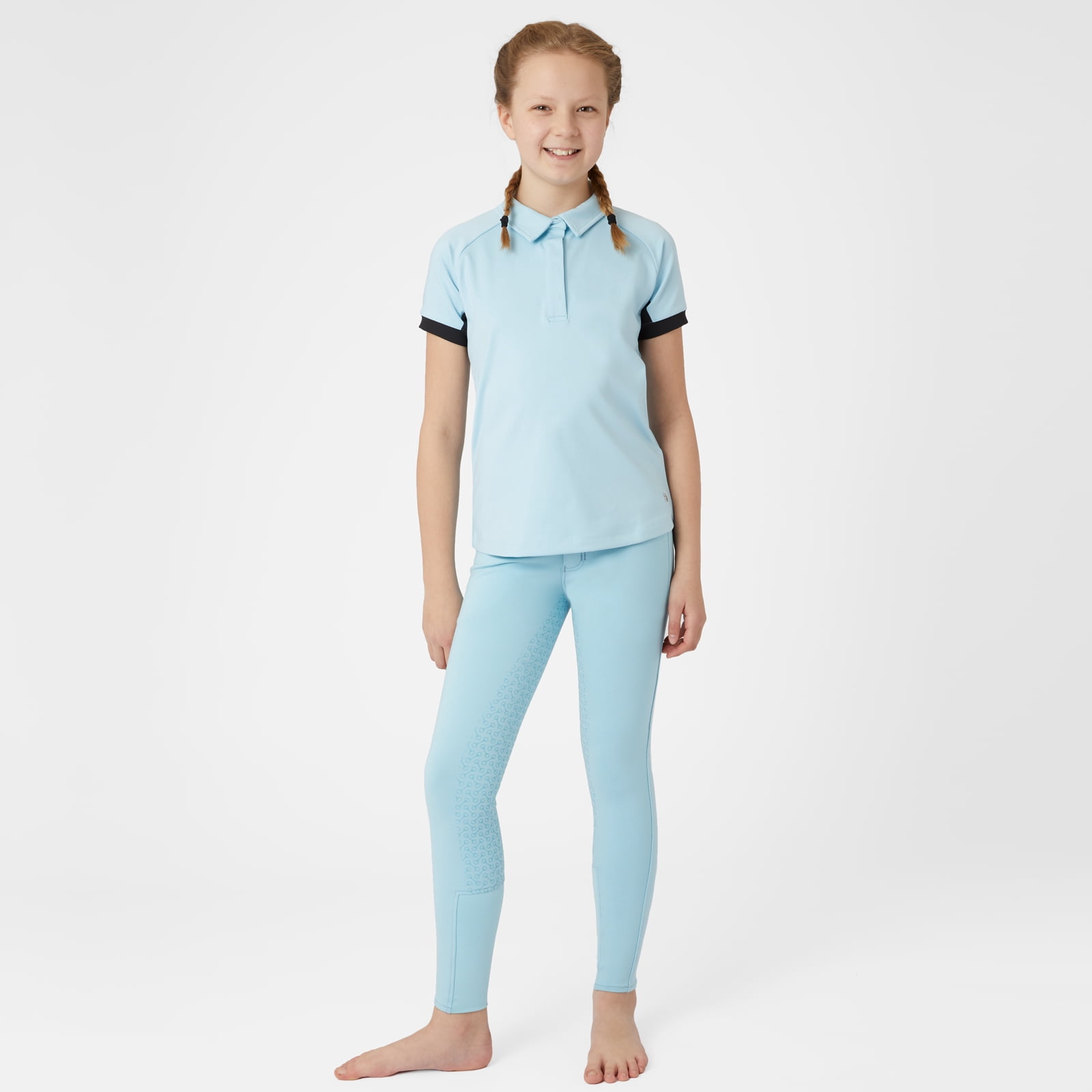 HORZE Laura Kids' Equestrian Moisture Wicking Short Sleeve Training Shirt with Mesh