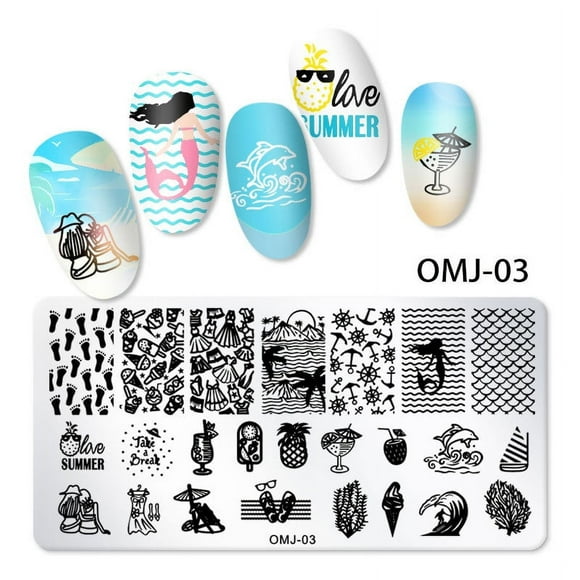 Christmas Nail Art Plates Circular Square Rectangular Stamping Plates Santa Elk Snowflake Ugly Sweater Tree Image Stamp Templates Stamping Kit DIY Print Manicure Salon Design