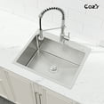 thumbnail image 5 of Stainless Steel Single Bowl Kitchen Sink 23x19 inch, 1-Piece Overmount Brushed with US Drain & Hook, SS-BR02D-231908, 5 of 11