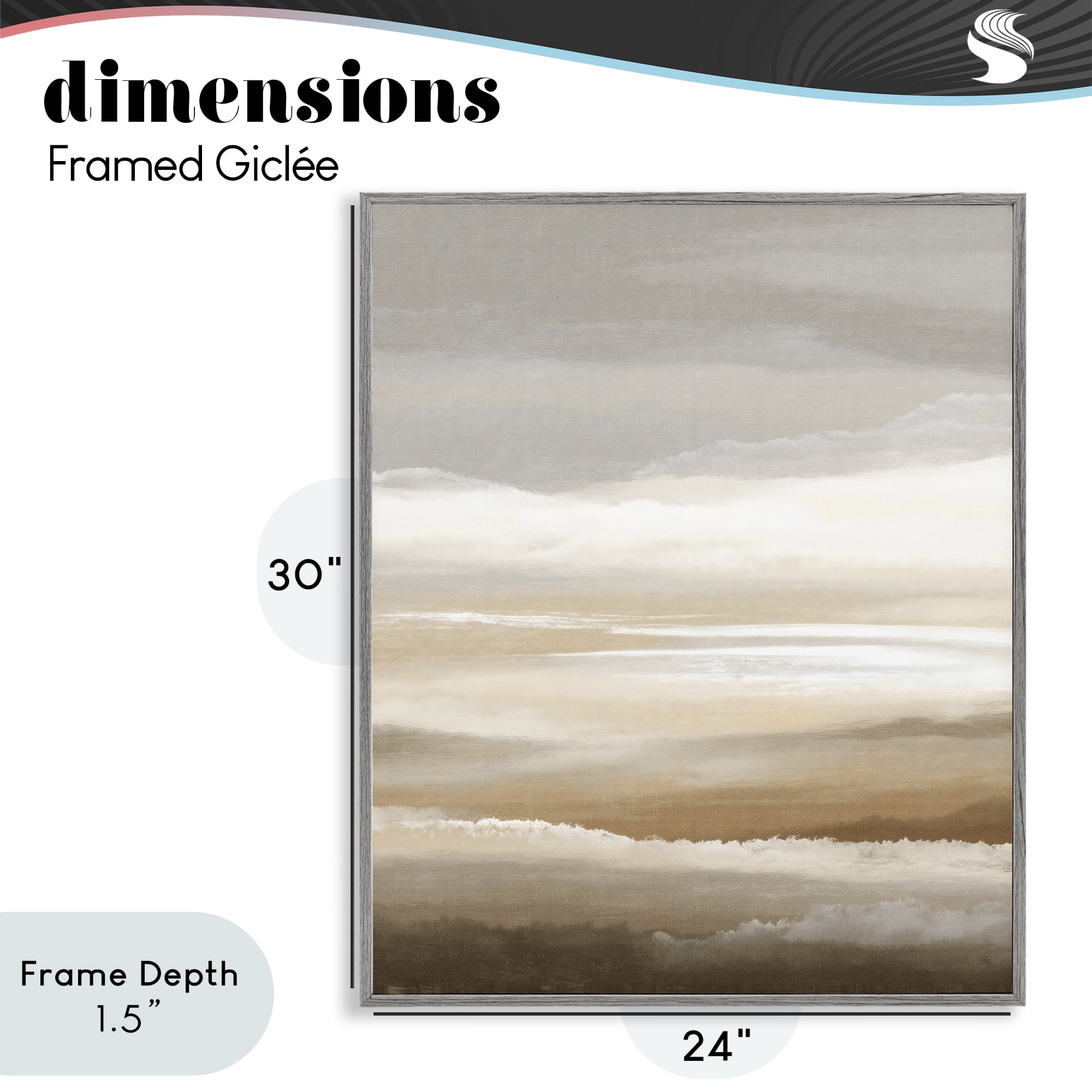 Stupell Industries The Horizon Serene Cloud Layers Gray Framed Giclee Art, design by Ink Drop Loft