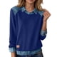 thumbnail image 1 of Camisas de manga larga for mujer, cuello de mezclilla, costura de retales, sudadera, Tops casuales, jersey, 1 of 6