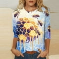 thumbnail image 2 of CYMMPU Blouses for Women Dressy Casual Crew Neck Bee Printed Tunic Tops Fall Trendy Shirts Loose Fit 3/4 Sleeve Spring Tops Lightweight Basic Tees Yellow XXXL, 2 of 5