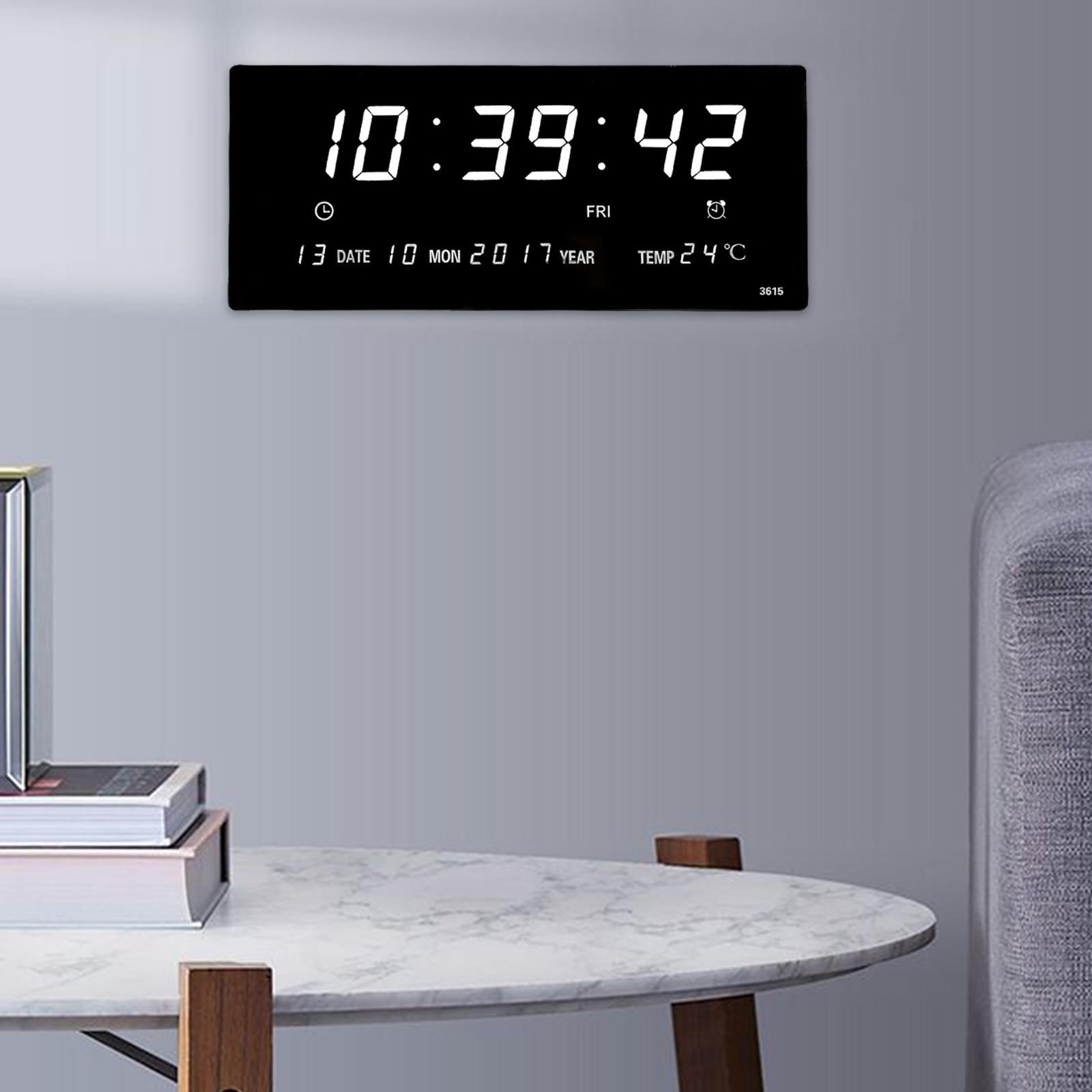 Reloj de pared LED eléctrico Carga USB Temperatura Decoración Números grandes Relojes de Reloj despertador para tienda Niñas Blanco