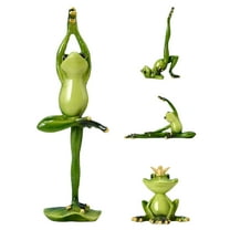 SPRING PARK Creative Resin Yoga Frogs Figurine Decor, Yoga Pose Frog Sculpture Statue, Personalized Animal Collectible Figurines Mascot Frog Resin Crafts for Shelves Table Desk Decor