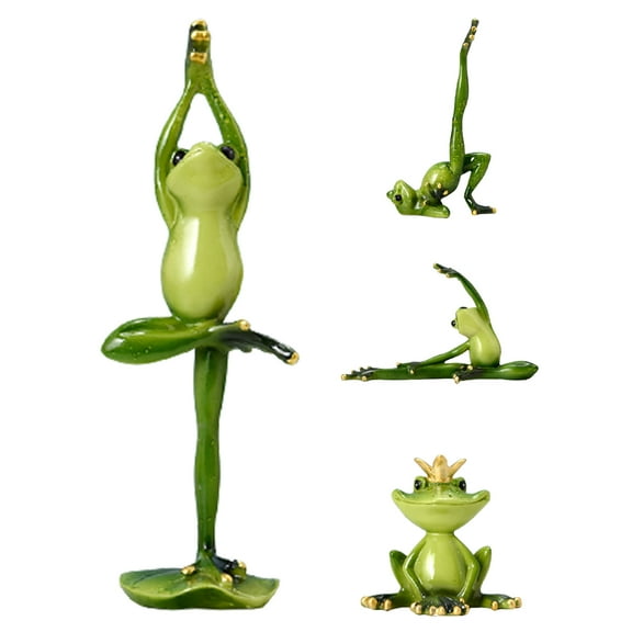 SPRING PARK Creative Resin Yoga Frogs Figurine Decor, Yoga Pose Frog Sculpture Statue, Personalized Animal Collectible Figurines Mascot Frog Resin Crafts for Shelves Table Desk Decor