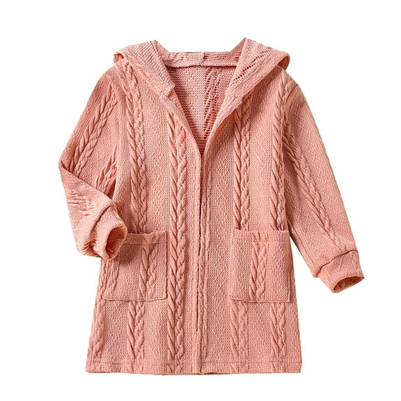 Mercatoo Toddler Girls Hooded Knitted Cardigan Sweater Knit Crochet Cardigan Tops Coat Outwear for Teen Girls Jacket