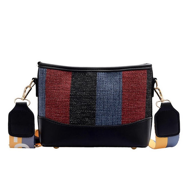 Sac à Bandoulière pour Femmes Mode Patchwork de Couleurs Sac Seau Sac Messager