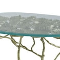 thumbnail image 2 of 47 Inch Artisanal Coffee Table with Metal Frame, Oval Clear Glass Top, Gold- Saltoro Sherpi, 2 of 5