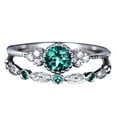 thumbnail image 2 of HEVIRGO 2 Pcs/Set Bagues de Mariage Rondes en Zircon Cubique Incrustées de Bijoux Cadeau, Vert US 9, 2 of 10