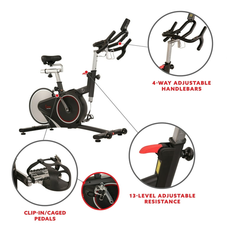 Free Shipping Sunny Health Fitness Magnetic Belt Rear Drive Indoor Cycling Bike High Weight Capacity with Cadence Sensor and Pulse Rate Monitor SF B1709 Walmart
