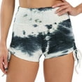 thumbnail image 3 of DODOING Women's Yoga Leggings Stretchy High Waist Ruched Butt Lifting Workout Athletic Drawstring Tie Dye Shorts, 3 of 4