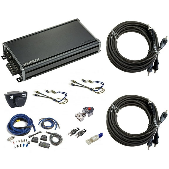 Kicker 46CXA6605 1200W Amp, 46CXARC Remote Control & 46PKD1 1/0 Amp Kit