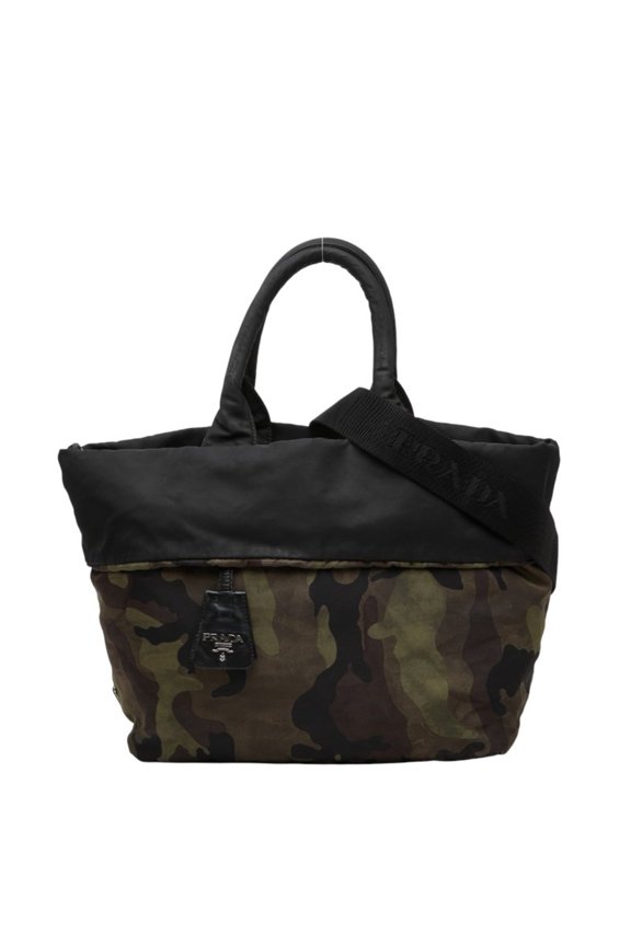 Pre-Owned Prada Triangle Logo Plate Camouflage Reversible Handbag Shoulder Bag 2WAY BR4521...