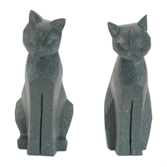 Melrose Sitting Cat Figurine Decorations - 12" - Gray - Set of 4