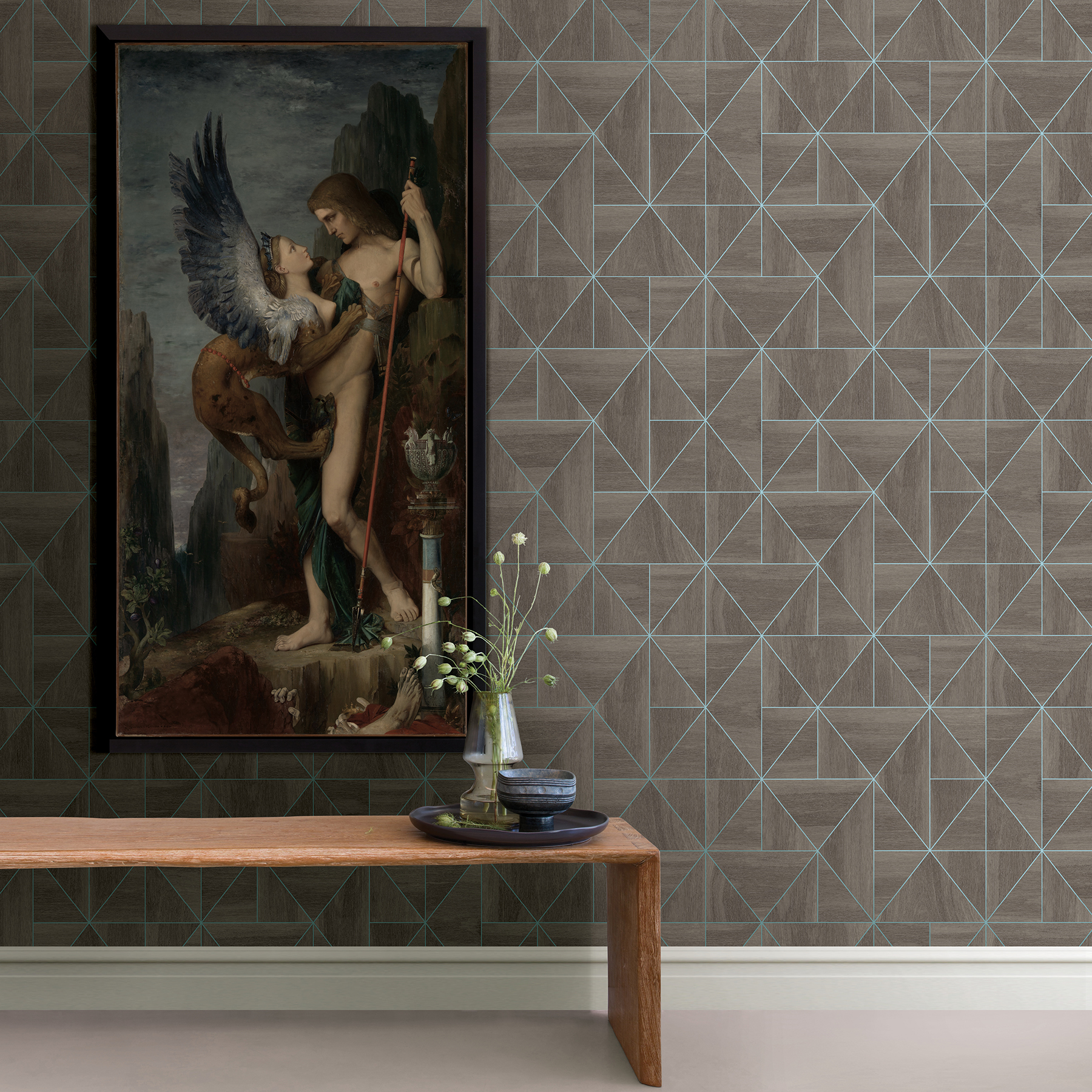 Decorline Cheverny Brown Wood Tile Wallpaper