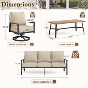MF Studio Wicker Outdoor Patio Furniture Set, 5-Seat Patio Conversation Set with Swivel Chairs, PE Rattan Outdoor Sofa Set, Beige