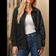 thumbnail image 4 of Chaqueta Acolchada Informal para Mujer, Camisa de Larga con Cuello Abotonado, Chaqueta de Otoño con Bolsillos Negro S, 4 of 8