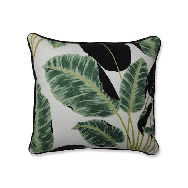 Pillow Perfect 618647 16.5 in. Hojas Cubanas Coussin de la Forêt Tropicale&44; Noir