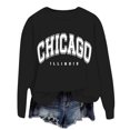 thumbnail image 6 of Women Sweatshirts Oversize Letter Print Long Sleeve Crew Neck Hoodless Loose Workout Shirt Black, 6 of 6