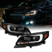 AKKON - For 2013-2015 Chevy Malibu C-Bar LED DRL Left and Right Projector Housing Headlights - Black