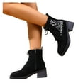 thumbnail image 4 of Roncen Women's Casual Vintage Chunky Heel Mid-Calf Boots - Retro Floral Embroidery Lace-Up Work Boots with Side Zipper and Platform Sole for Commute & Office Wear, 4 of 8
