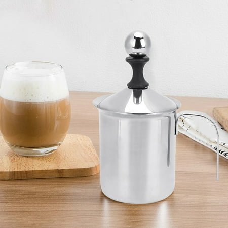 

Tebru 400ml Stainless Steel Double Mesh Milk Creamer Frother Coffee Foam Latte DIY Coffe Latte Pump Milk Frother