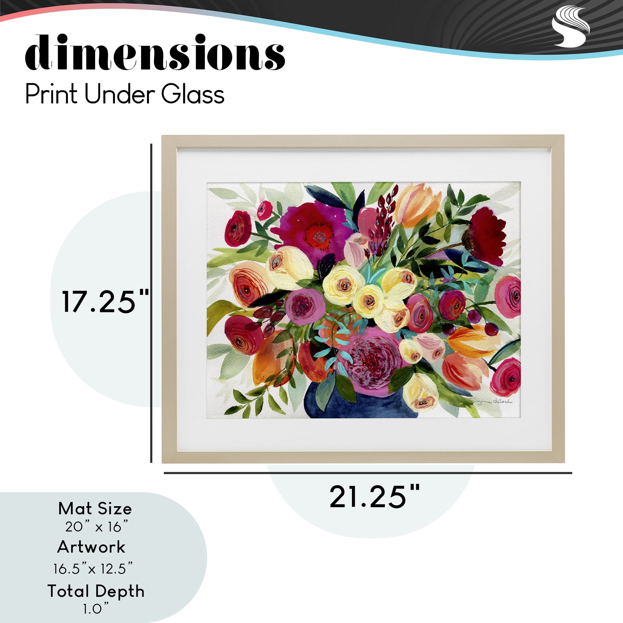 Stupell Industries Morning Joy Bouquet Birch Framed Print Under Glass, design by Suzanne Allard