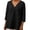 Black, variant on Women's Casual V Neck Pleated 3/4 Sleeve Loose Fit Side Split Longline Everyday Comfortable Blouses for Women