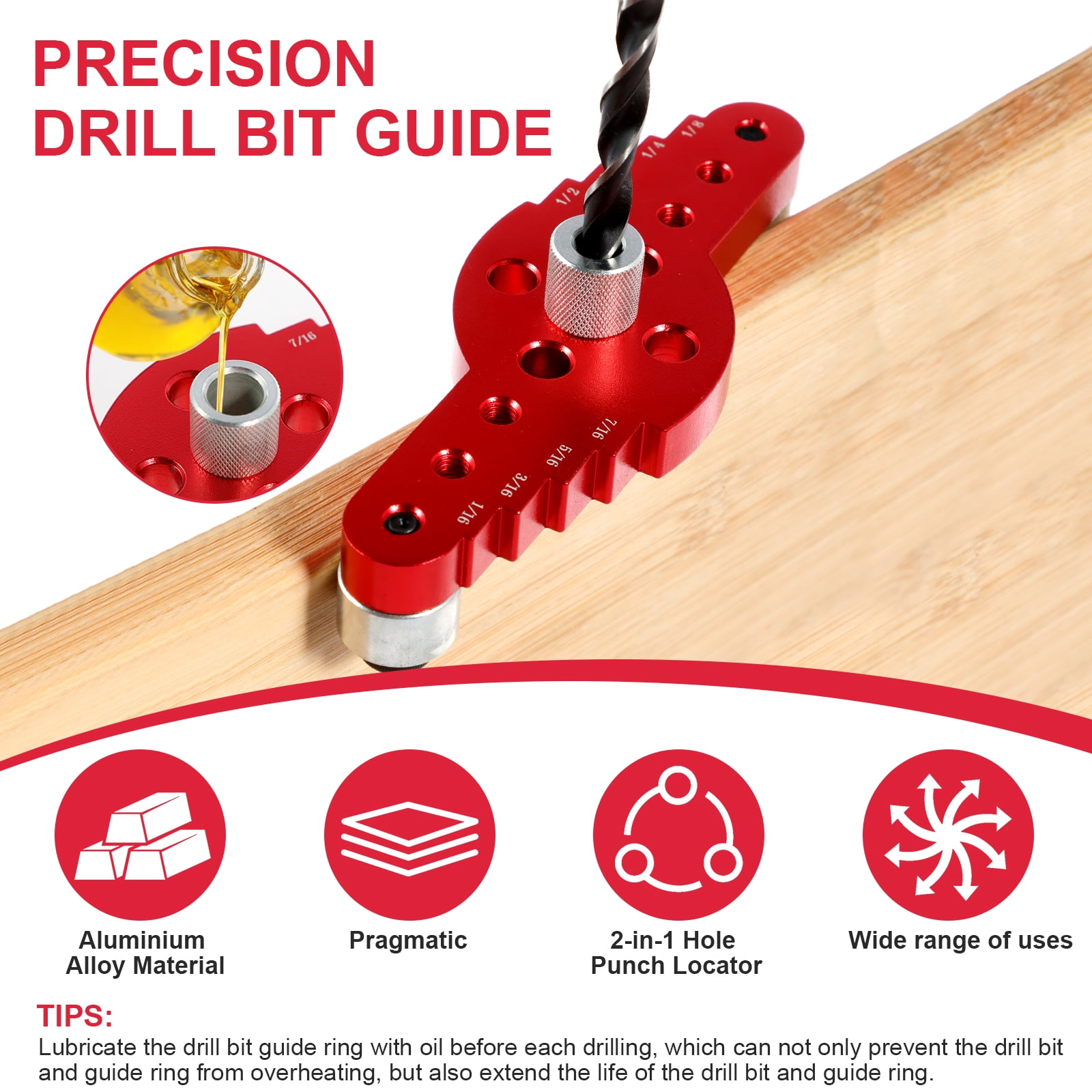 Self Centering Scriber Dowel Jig Kit Aluminum Alloy Vertical Hole Drilling Jig Precise Wood Dowel Drill Guide 2 in 1 Punching Hole Locator with Wood Dowel Pin for Woodworking Drilling