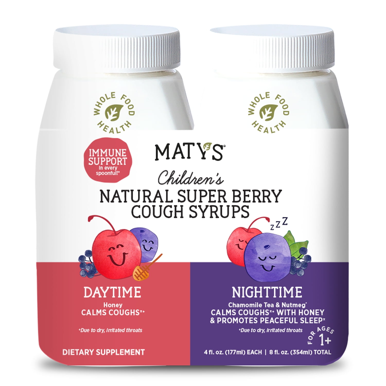 Maty’s Children’s Super Berry Cough Syrup Day & Night Value Pack, 8 fl oz