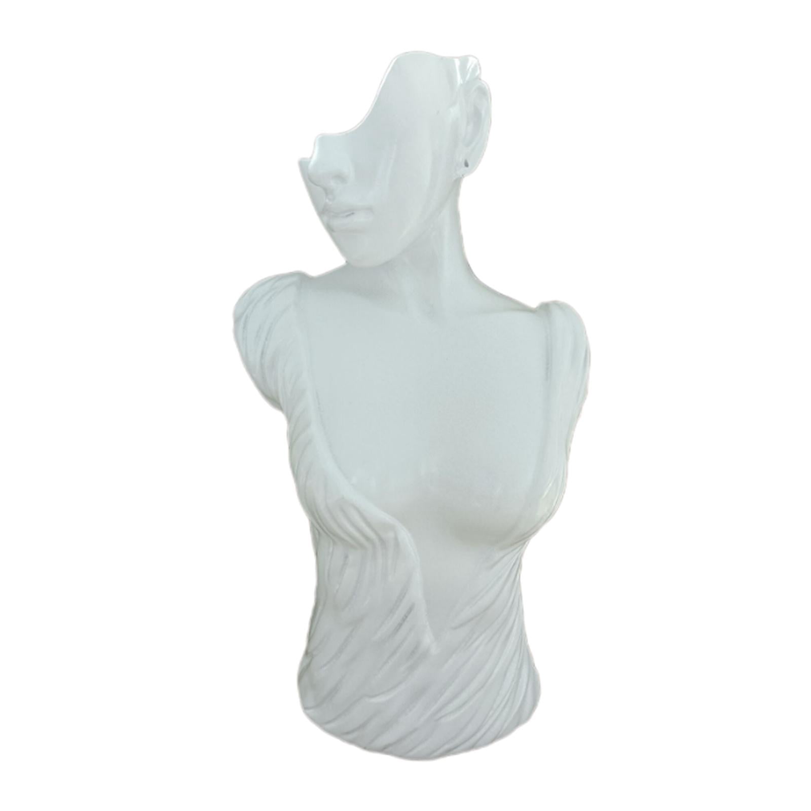 Mannequin Head Bust Stand Jewelry Display Necklace Earring Chain Holder Rack S White 25X13X11cm