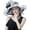 White, variant on Women Organza Hats Flower Decoration Wide Brim Occasion Event Church Dress Sun Hat